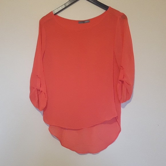 Smart Set bright colorful tangerine orange sheer flowy oversize blouse size M/L - Picture 1 of 5